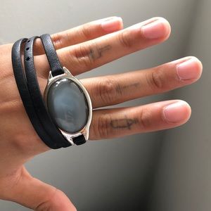 Skagen sea glass & leather wrap bracelet.